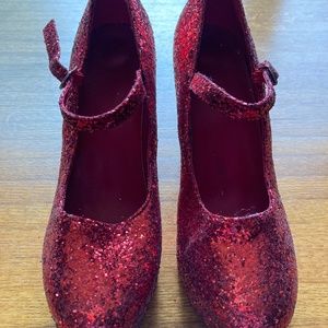 Ruby Red Sequin Platform Pumps